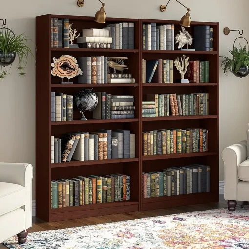Bush Furniture Bookcases<Universal 72"H 5-Shelf Bookcase with Adjustable Shelves, Vogue Cherry, 2/Set (UB003VC)