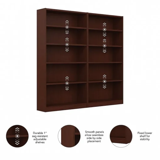 Bush Furniture Bookcases<Universal 72"H 5-Shelf Bookcase with Adjustable Shelves, Vogue Cherry, 2/Set (UB003VC)