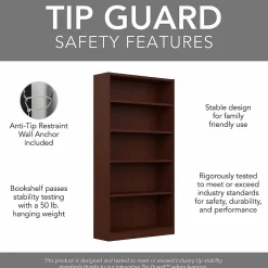 Bush Furniture Bookcases<Universal 72"H 5-Shelf Bookcase with Adjustable Shelves, Vogue Cherry, 2/Set (UB003VC)