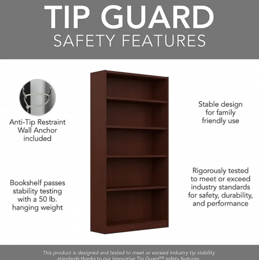 Bush Furniture Bookcases<Universal 72"H 5-Shelf Bookcase with Adjustable Shelves, Vogue Cherry, 2/Set (UB003VC)