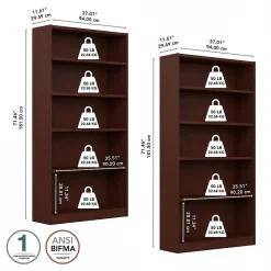Bush Furniture Bookcases<Universal 72"H 5-Shelf Bookcase with Adjustable Shelves, Vogue Cherry, 2/Set (UB003VC)