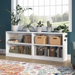 Bush Furniture Bookcases<Universal 30"H 2-Shelf Bookcase, Pure White, 2/Set (UB001PW)