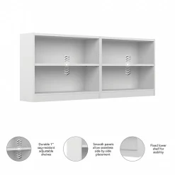 Bush Furniture Bookcases<Universal 30"H 2-Shelf Bookcase, Pure White, 2/Set (UB001PW)
