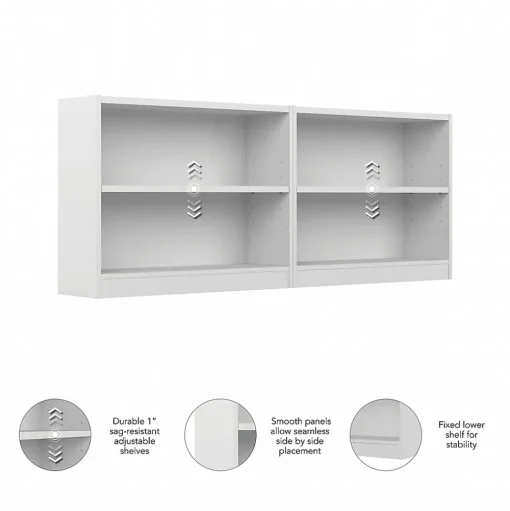 Bush Furniture Bookcases<Universal 30"H 2-Shelf Bookcase, Pure White, 2/Set (UB001PW)