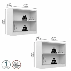 Bush Furniture Bookcases<Universal 30"H 2-Shelf Bookcase, Pure White, 2/Set (UB001PW)