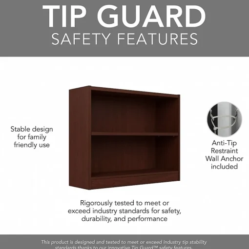 Bush Furniture Bookcases<Universal 30"H 2-Shelf Bookcase, Vogue Cherry, 2/Set (UB001VC)