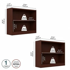 Bush Furniture Bookcases<Universal 30"H 2-Shelf Bookcase, Vogue Cherry, 2/Set (UB001VC)