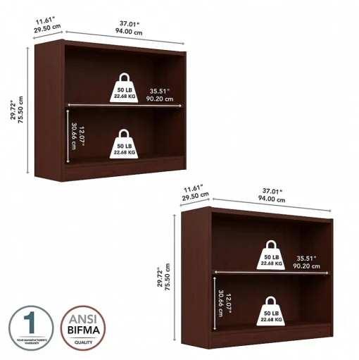 Bush Furniture Bookcases<Universal 30"H 2-Shelf Bookcase, Vogue Cherry, 2/Set (UB001VC)