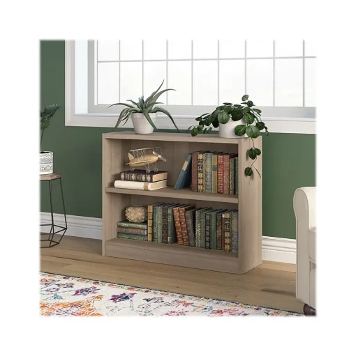 Bush Furniture Bookcases<Universal 30"H 2-Shelf Bookcase with Adjustable Shelf, Ash Gray Laminated Wood (WL12426)