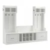 Bush Furniture Storage Cabinets<Woodland Entryway Storage Set with Hall Trees and Shoe Bench with Drawers, White Ash (WDL012WAS)