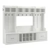 Bush Furniture Storage Cabinets<Woodland Full Entryway Storage Set with Coat Rack and Shoe Bench with Drawers, White Ash (WDL014WAS)