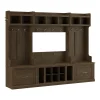 Bush Furniture Storage Cabinets<Woodland Full Entryway Storage Set with Coat Rack and Shoe Bench with Drawers, Ash Brown (WDL014ABR)
