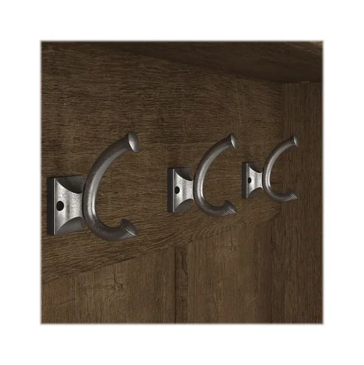 Bush Furniture Storage Cabinets<Woodland Full Entryway Storage Set with Coat Rack and Shoe Bench with Drawers, Ash Brown (WDL014ABR)