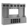 Bush Furniture Storage Cabinets<Woodland Full Entryway Storage Set with Coat Rack and Shoe Bench with Drawers, Cape Cod Gray (WDL014CG)