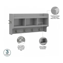 Bush Furniture Storage Cabinets<Woodland Full Entryway Storage Set with Coat Rack and Shoe Bench with Drawers, Cape Cod Gray (WDL014CG)