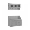 Bush Furniture Storage Cabinets<Woodland 40W Entryway Bench with Doors and Wall Mounted Coat Rack, Cape Cod Gray (WDL009CG)
