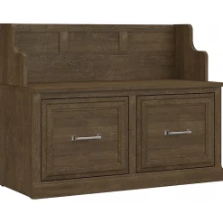 Bush Furniture Storage Cabinets<Woodland 40W Entryway Bench with Doors, Ash Brown (WDL005ABR)