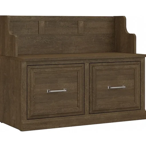 Bush Furniture Storage Cabinets<Woodland 40W Entryway Bench with Doors, Ash Brown (WDL005ABR)