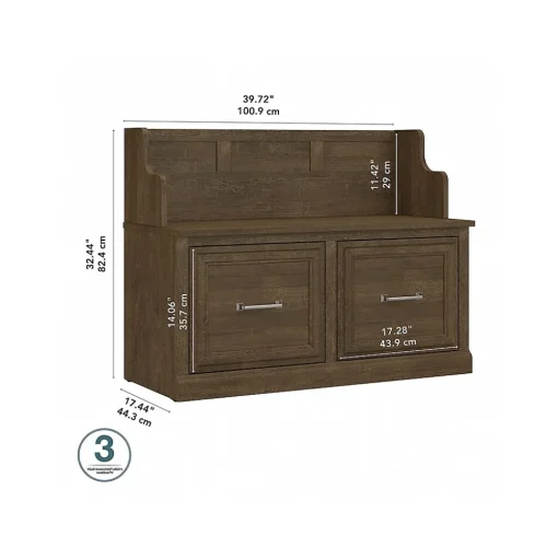 Bush Furniture Storage Cabinets<Woodland 40W Entryway Bench with Doors, Ash Brown (WDL005ABR)