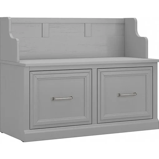 Bush Furniture Storage Cabinets<Woodland 40W Entryway Bench with Doors, Cape Cod Gray (WDL005CG)