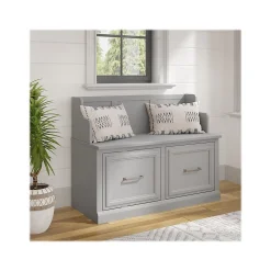 Bush Furniture Storage Cabinets<Woodland 40W Entryway Bench with Doors, Cape Cod Gray (WDL005CG)