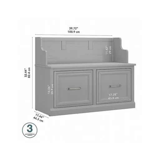 Bush Furniture Storage Cabinets<Woodland 40W Entryway Bench with Doors, Cape Cod Gray (WDL005CG)