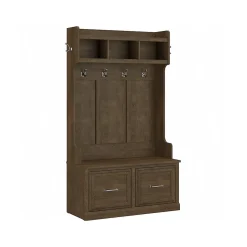 Bush Furniture Storage Cabinets<Woodland 40W Hall Tree and Shoe Storage Bench with Doors, Ash Brown (WDL001ABR)