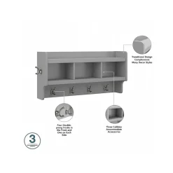 Bush Furniture Storage Cabinets<Woodland 40W Shoe Storage Bench with Shelves and Wall Mounted Coat Rack, Cape Cod Gray (WDL004CG)