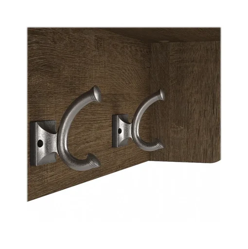 Bush Furniture Storage Cabinets<Woodland 40W Shoe Storage Bench with Doors and Wall Mounted Coat Rack, Ash Brown (WDL003ABR)