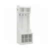 Bush Furniture Storage Cabinets<Woodland 24W Hall Tree and Small Shoe Bench with Shelves, White Ash (WDL008WAS)