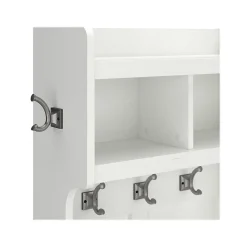 Bush Furniture Storage Cabinets<Woodland 24W Hall Tree and Small Shoe Bench with Shelves, White Ash (WDL008WAS)