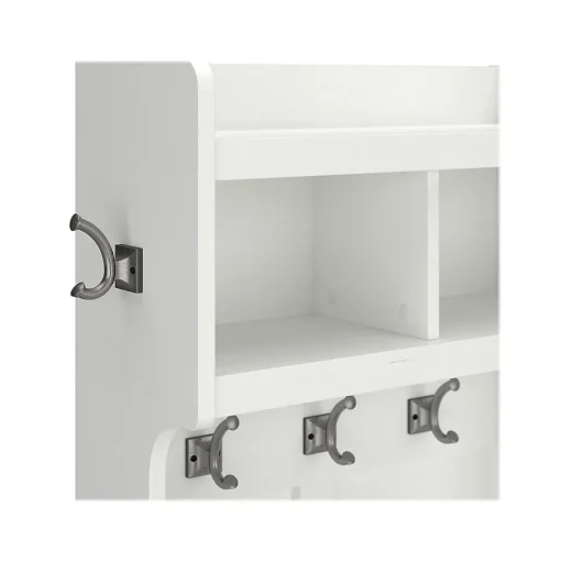 Bush Furniture Storage Cabinets<Woodland 24W Hall Tree and Small Shoe Bench with Shelves, White Ash (WDL008WAS)