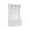Bush Furniture Storage Cabinets<Woodland 40W Hall Tree and Shoe Storage Bench with Doors, White Ash (WDL001WAS)