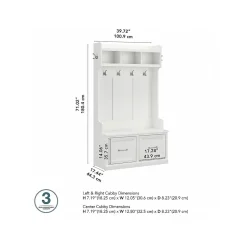 Bush Furniture Storage Cabinets<Woodland 40W Hall Tree and Shoe Storage Bench with Doors, White Ash (WDL001WAS)