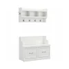 Bush Furniture Storage Cabinets<Woodland 40W Entryway Bench with Doors and Wall Mounted Coat Rack, White Ash (WDL009WAS)