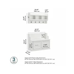 Bush Furniture Storage Cabinets<Woodland 40W Entryway Bench with Doors and Wall Mounted Coat Rack, White Ash (WDL009WAS)