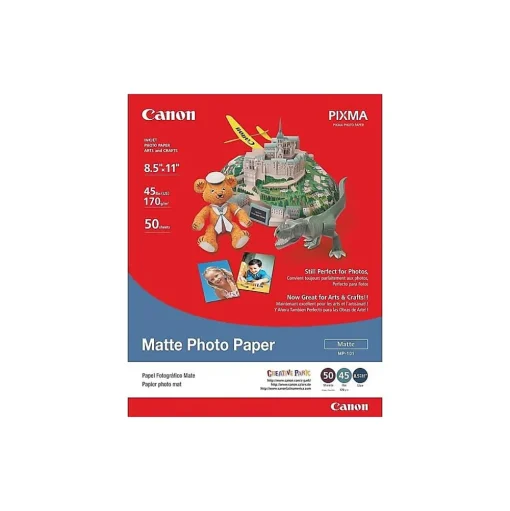 Canon Photo Paper<MP 101 Matte Photo Paper, 8.5" x 11", 50 Sheets/Pack (7981A004)