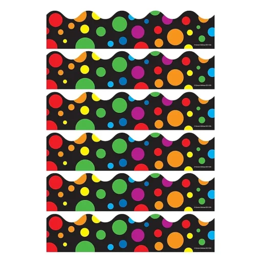 Carson-Dellosa Grade Books<Carson Dellosa Education Big Rainbow Dots Scalloped Border, 39 Feet/Pack, 6 Packs (CD-1255-6)
