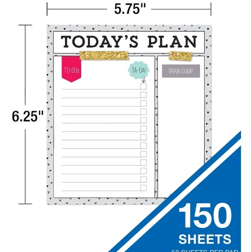 Carson-Dellosa Classroom Paper<Today's Plan Notepad Set, Multicolored (145399)