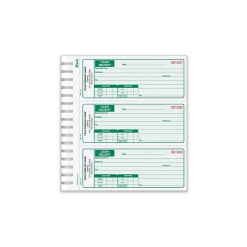 Ennis Accounting & Record Journals<Cash Receipt Books, 3-to-a-page, Duplicate, 225 Sets/Book, Green