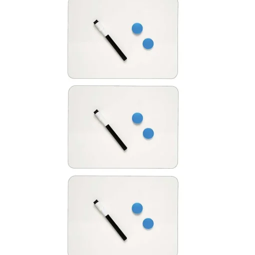 CLI Dry Erase<Charles Leonard 2-Sided Magnetic Plastic Mobile Dry-Erase Whiteboard, 9" x 12", 3/Pack (CHL35130-3)