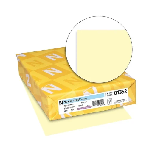 Classic Crest Multipurpose Paper<8.5" x 11" Multipurpose Paper, Baronial Ivory, 24 lbs., 92 Brightness, 500/Ream (01352)
