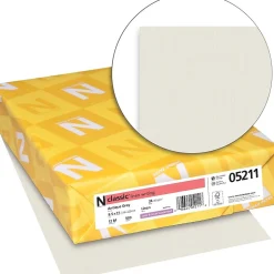 Neenah Paper Resume Paper<CLASSIC® Linen Writing Paper, 8 1/2" x 11", 24 lb., Linen Finish, Antique Gray, 500/Ream