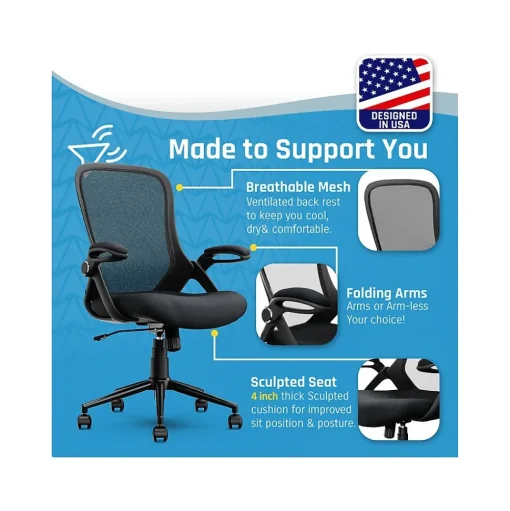 Click365 Ergonomic Chairs<Ergonomic Fabric/Mesh Swivel Task Chair, (CCHR10003A)