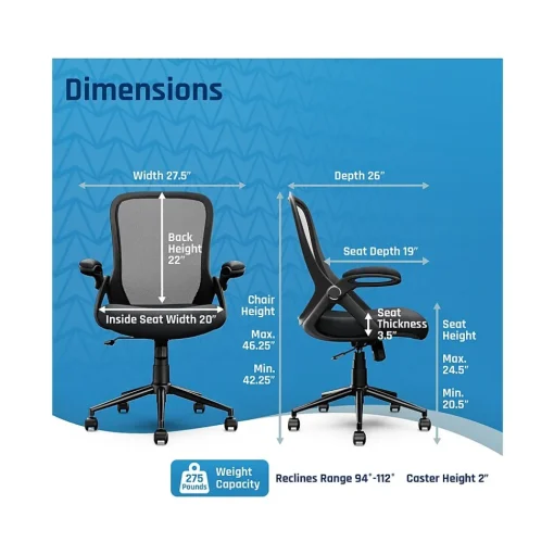 Click365 Ergonomic Chairs<Ergonomic Fabric/Mesh Swivel Task Chair, (CCHR10003A)