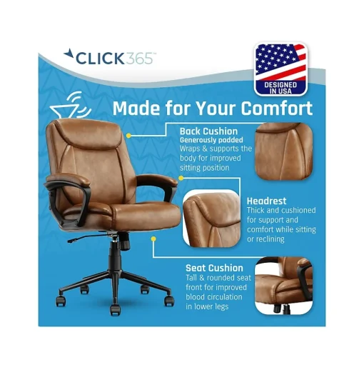 Click365 Ergonomic Chairs<Transform 1.0 Ergonomic Bonded Leather Swivel Desk Chair, (CCHR10001A)