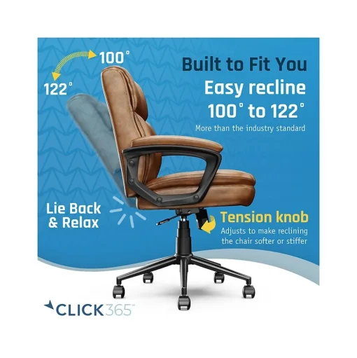 Click365 Ergonomic Chairs<Transform 2.0 Ergonomic Bonded Leather Swivel Desk Chair, (CCHR10007A)