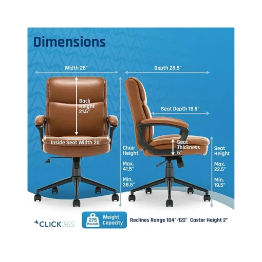 Click365 Ergonomic Chairs<Transform 2.0 Ergonomic Bonded Leather Swivel Desk Chair, (CCHR10007A)