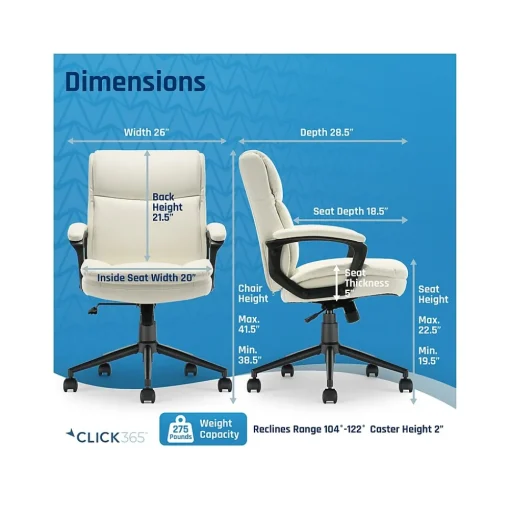 Click365 Ergonomic Chairs<Transform 2.0 Ergonomic Bonded Leather Swivel Desk Chair, (CCHR10007C)