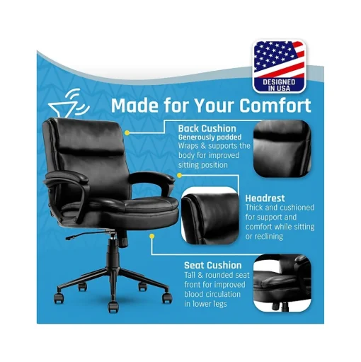Click365 Ergonomic Chairs<Transform 2.0 Ergonomic Bonded Leather Swivel Desk Chair, (CCHR10007B)